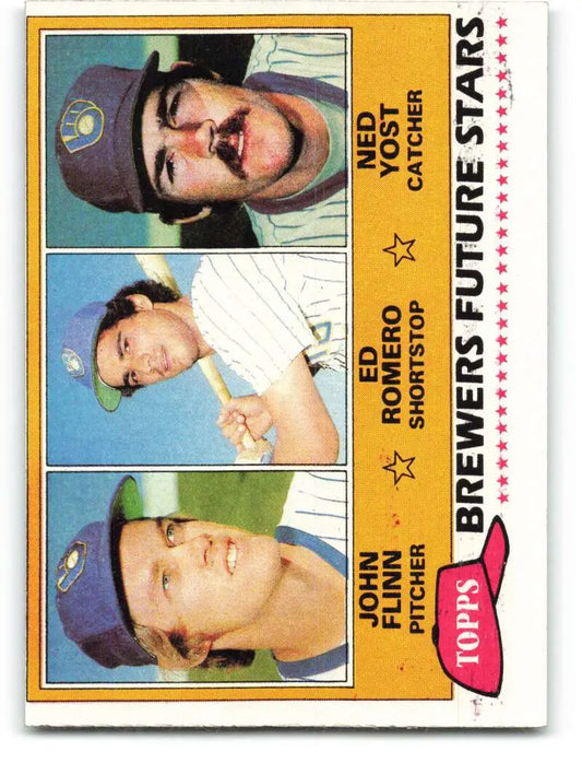 1981 Topps #659 John Flinn/Ed Romero/Ned Yost EX Excellent Milwaukee Brewers Baseball Card - Baseball Card Single