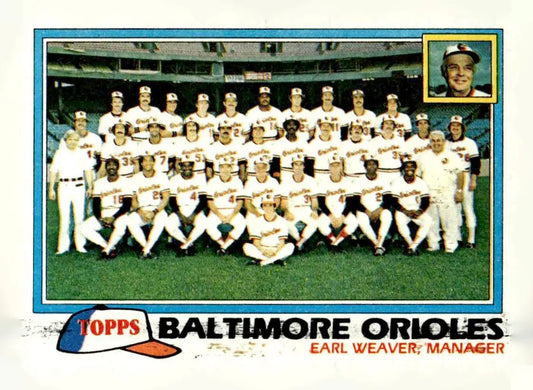 Vintage Baltimore Orioles baseball card featuring Earl Weaver and the Earl Weaver team