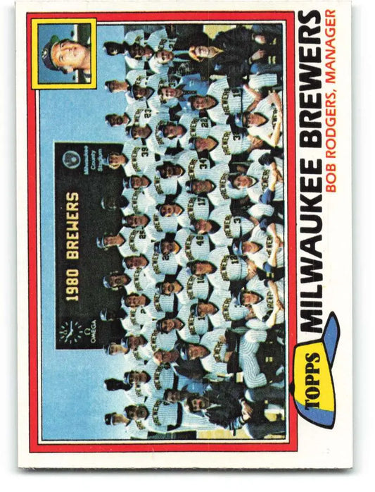 1981 Topps #668 Brewers Team/Bob Rodgers EX Excellent Milwaukee Brewers Baseball Card - Baseball Card Single
