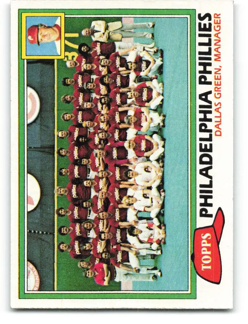 1981 Topps #682 Phillies Team/Dallas Green EX Excellent Philadelphia Phillies Baseball Card - Baseball Card Single