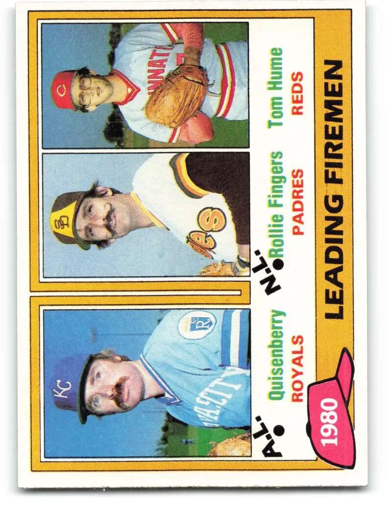 1981 Topps #8 Dan Quisenberry/Rollie Fingers/Tom Hume EX Excellent Kansas City Royals/San Diego Padres/Cincinnati Reds