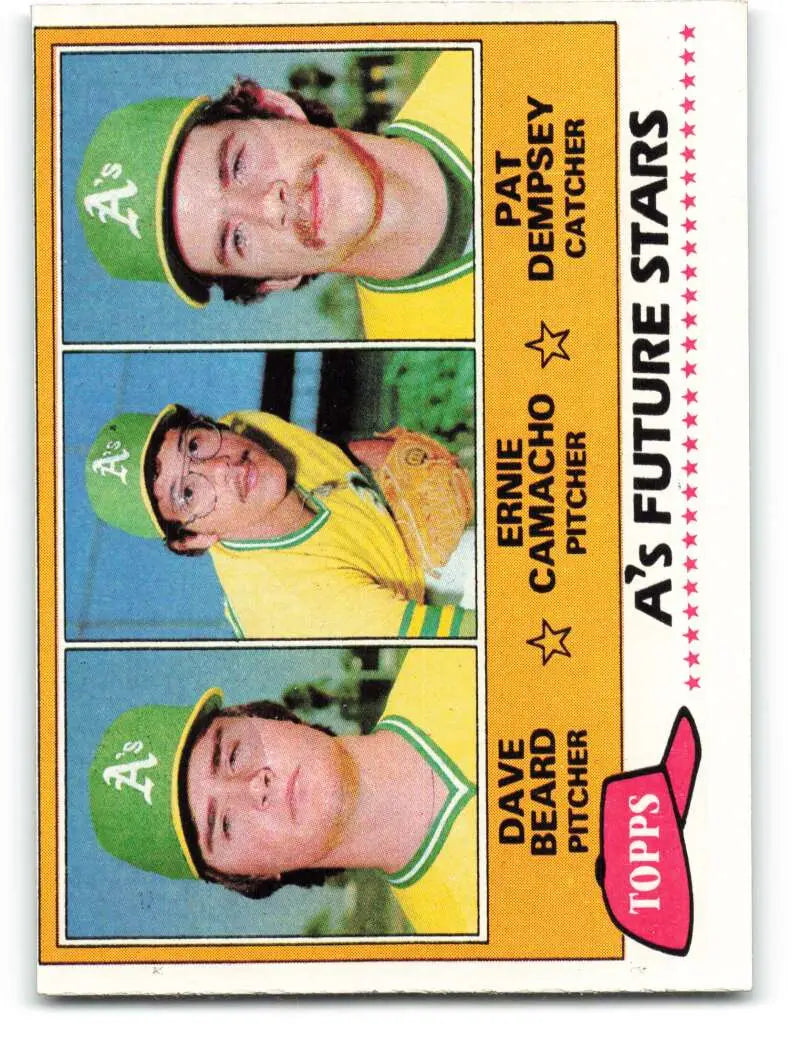 1981 Topps #96 Dave Beard/Ernie Camacho/Pat Dempsey EX Excellent RC Rookie Oakland Athletics Baseball Card - Baseball