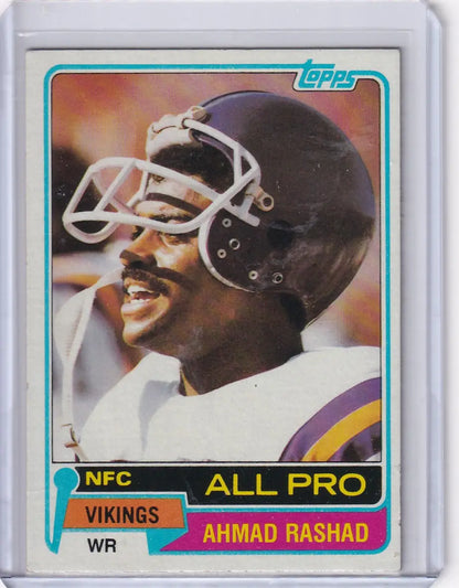 Ahmad Rashad football card from 1981 Topps Football featuring Minnesota Vikings player