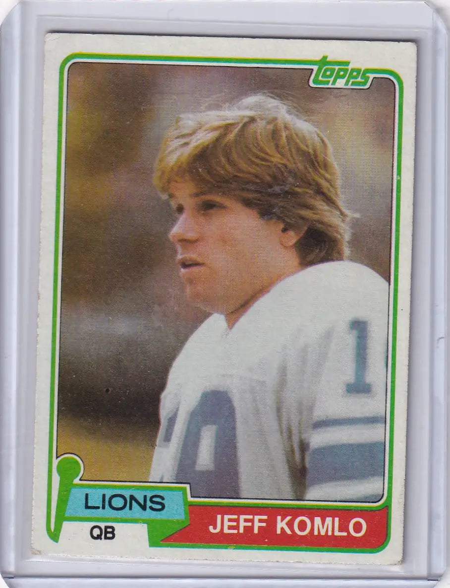 1981 Topps Football Jeff Komlo Detroit Lions card featuring Jeff Komlo player image