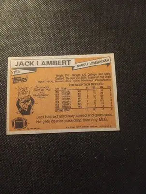 1981 Topps - Jack Lambert #155. Pittsburgh Steelers. EX+ - Football Card Single