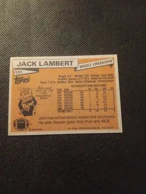 1981 Topps - Jack Lambert #155. Pittsburgh Steelers. EX+ - Football Card Single