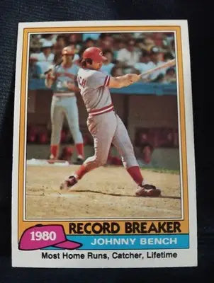 1981 Topps - Record Breaker Johnny Bench #201. Reds. EX-NRMT - Baseball Card Single