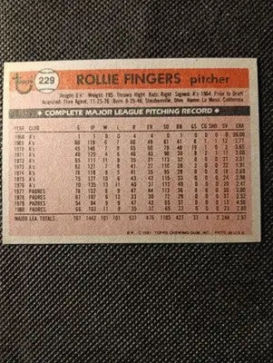 1981 Topps - Rollie Fingers #229. San Diego Padres. EX-NRMT+