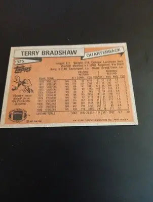 1981 Topps - Terry Bradshaw #375. Pittsburgh Steelers. EX - Football Card Single