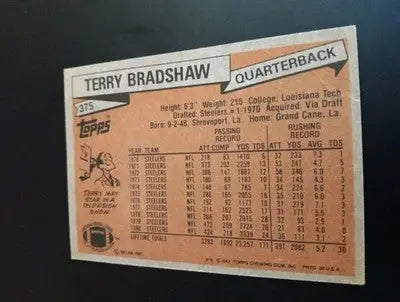 1981 Topps - Terry Bradshaw #375. Pittsburgh Steelers. EX - Football Card Single