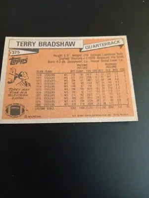 1981 Topps - Terry Bradshaw #375. Pittsburgh Steelers. EX-NRMT - Football Card Single