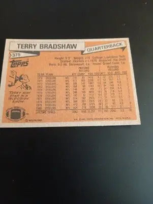 1981 Topps - Terry Bradshaw #375. Pittsburgh Steelers. EX-NRMT - Football Card Single
