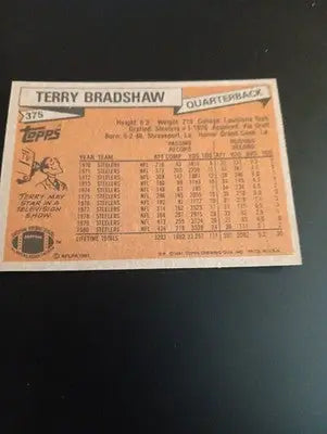 1981 Topps - Terry Bradshaw #375. Pittsburgh Steelers. EX-NRMT - Football Card Single