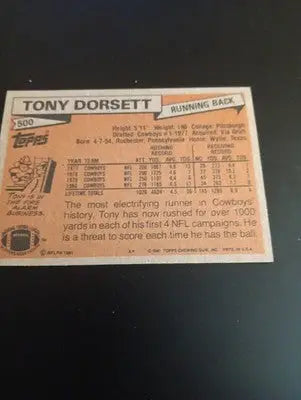 1981 Topps - Tony Dorsett #500. Dallas Cowboys. NRMT+ - Football Card Single