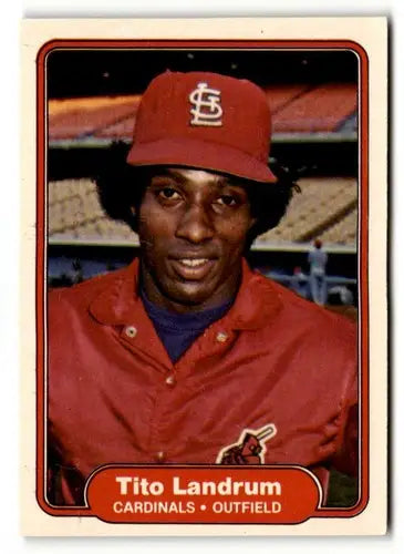 1982 Fleer Tito Landrum baseball card with original gloss featuring St. Louis Cardinals baseball
