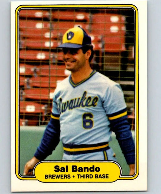 1982 Fleer #134 Sal Bando EX Excellent Milwaukee Brewers Baseball Card - Baseball Card Single