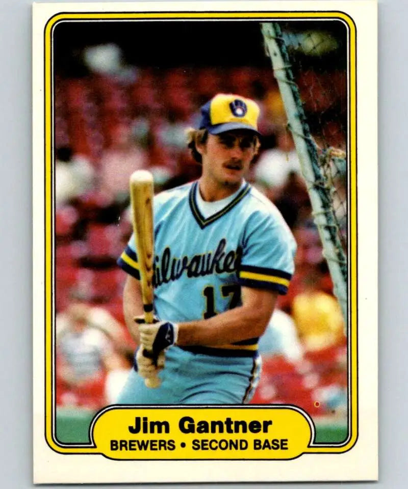 1982 Fleer #142 Jim Gantner EX Excellent Milwaukee Brewers Baseball Card - Baseball Card Single