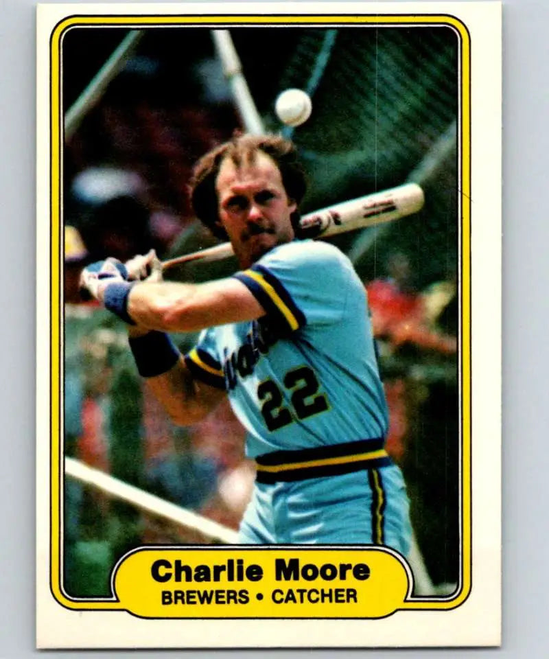 1982 Fleer #150 Charlie Moore EX Excellent Milwaukee Brewers Baseball Card - Baseball Card Single