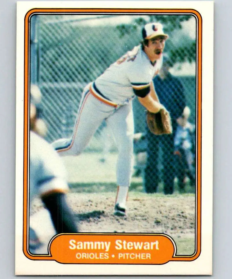 1982 Fleer #180 Sammy Stewart EX Excellent Baltimore Orioles Baseball Card - Baseball Card Single
