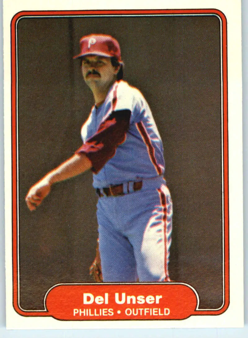 1982 Fleer #261 Del Unser EX Excellent Philadelphia Phillies Baseball Card - Baseball Card Single
