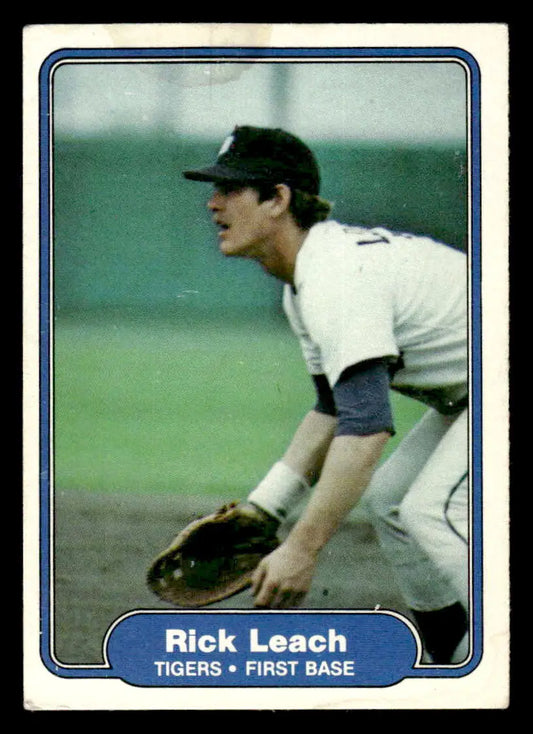 Vintage 1982 Fleer Rick Leach baseball card in uniform for leach baseball card collection