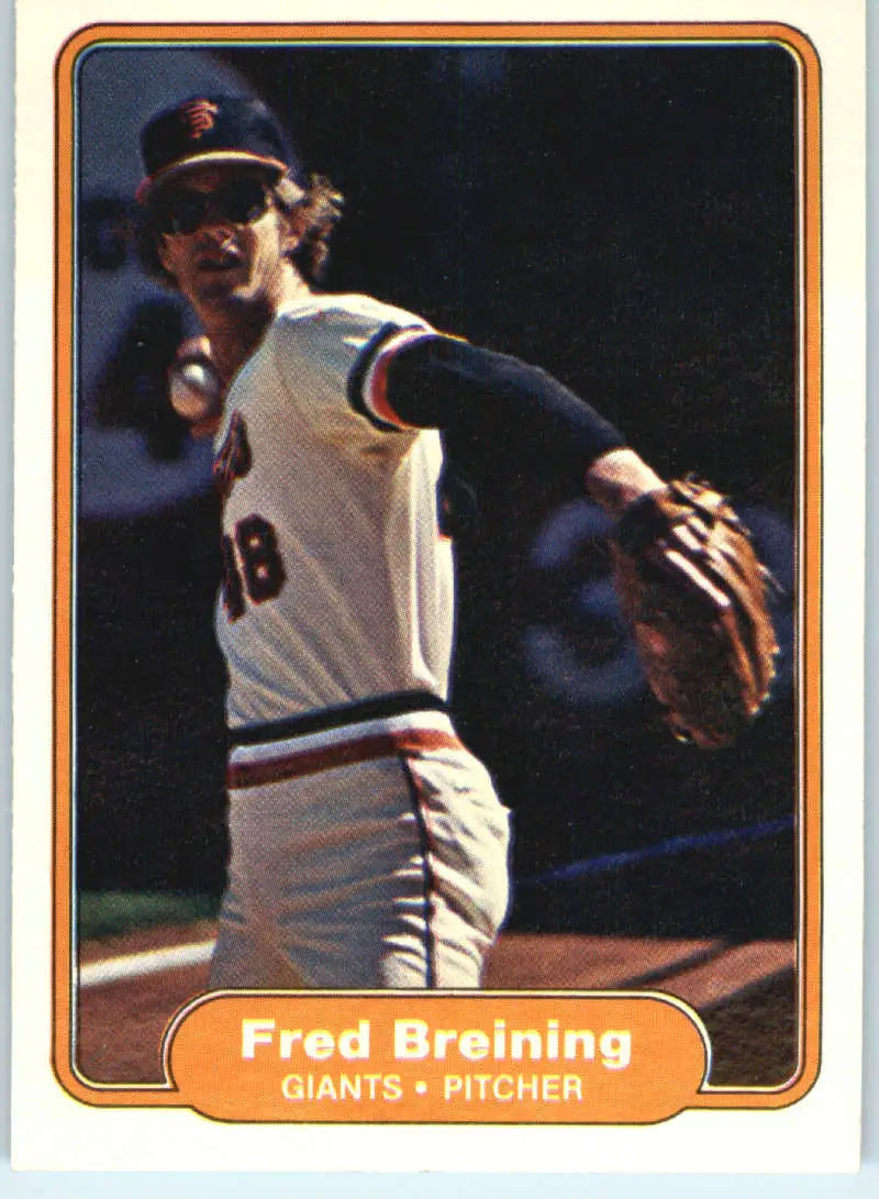 1982 Fleer #385 Fred Breining EX Excellent RC Rookie San Francisco Giants Baseball Card - Baseball Card Single