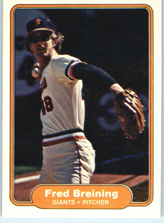1982 Fleer #385 Fred Breining EX Excellent RC Rookie San Francisco Giants Baseball Card - Baseball Card Single