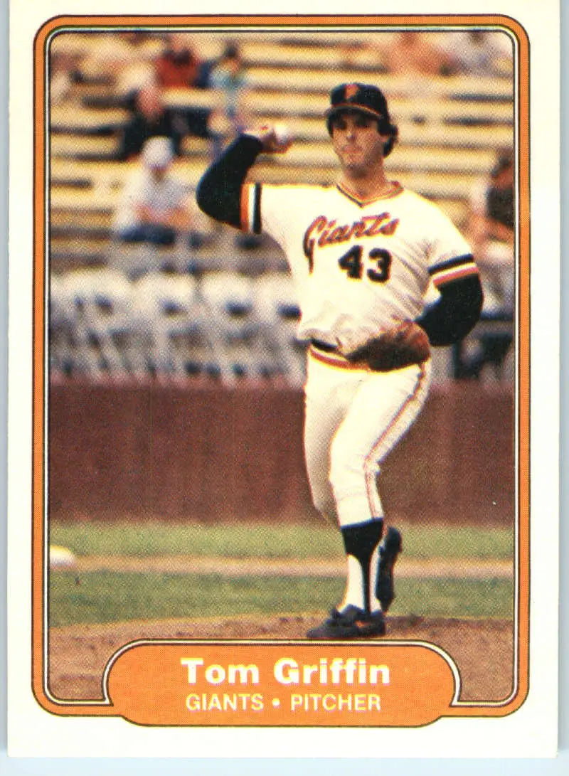 1982 Fleer #389 Tom Griffin EX Excellent San Francisco Giants Baseball Card - Baseball Card Single