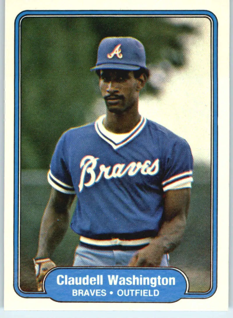 1982 Fleer #449 Claudell Washington EX Excellent Atlanta Braves Baseball Card - Baseball Card Single