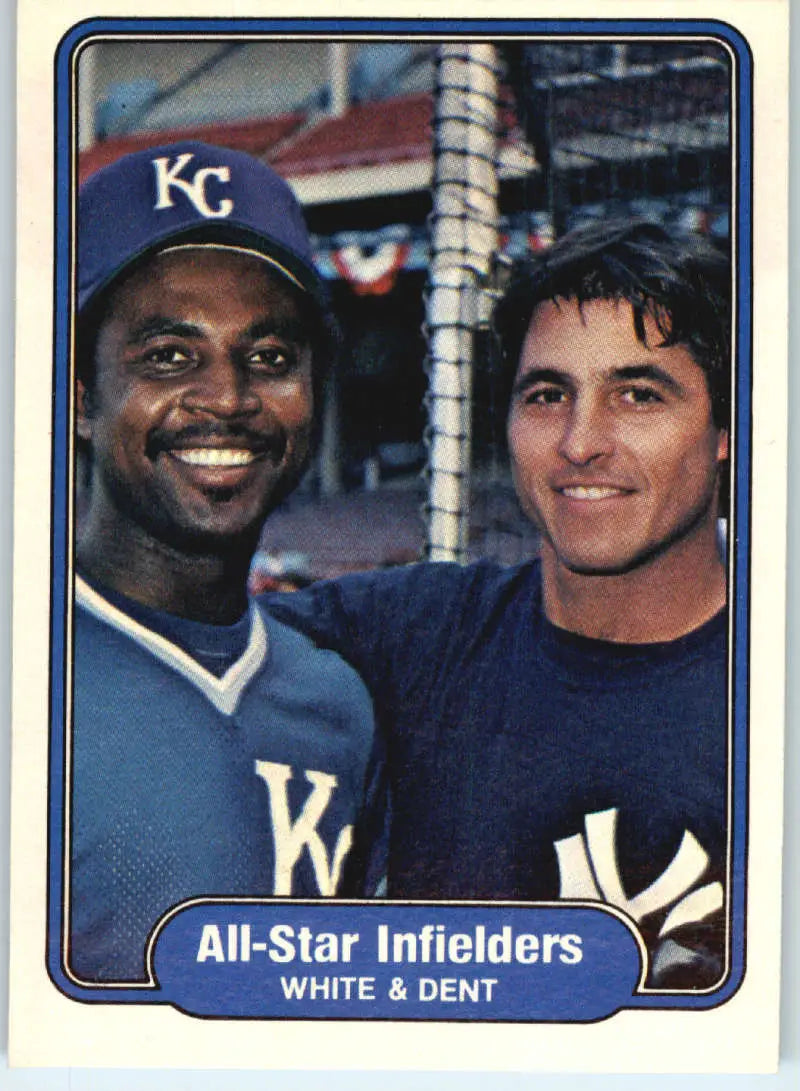 1982 Fleer #629 Frank White/Bucky Dan D Dent EX Excellent Kansas City Royals/New York Yankees Baseball Card - Baseball