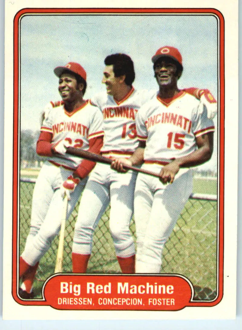 1982 Fleer #630 Driessen/Dave Concepcion/George Foster EX Excellent Cincinnati Reds Baseball Card - Baseball Card Single