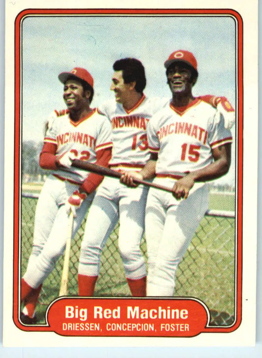1982 Fleer #630 Driessen/Dave Concepcion/George Foster EX Excellent Cincinnati Reds Baseball Card - Baseball Card Single