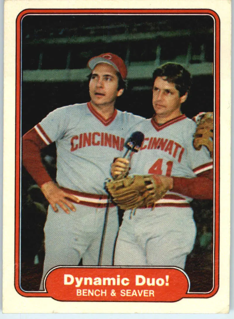 1982 Fleer #634 Johnny Bench/Tom Seaver EX Excellent Cincinnati Reds Baseball Card - Baseball Card Single