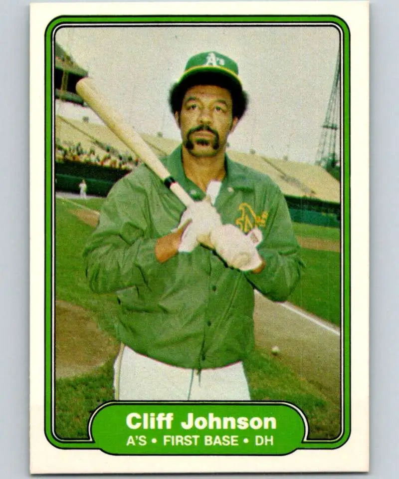 1982 Fleer #93 Cliff Johnson EX Excellent Oakland Athletics Baseball Card - Baseball Card Single
