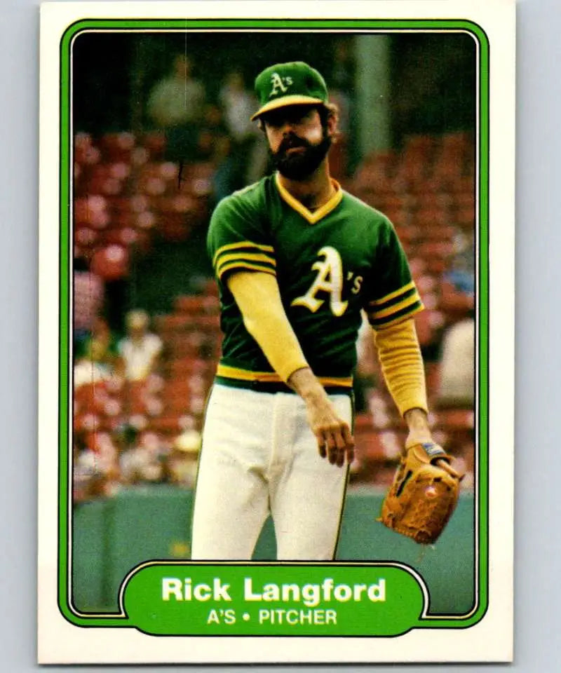 1982 Fleer #98 Rick Langford EX Excellent Oakland Athletics Baseball Card - Baseball Card Single