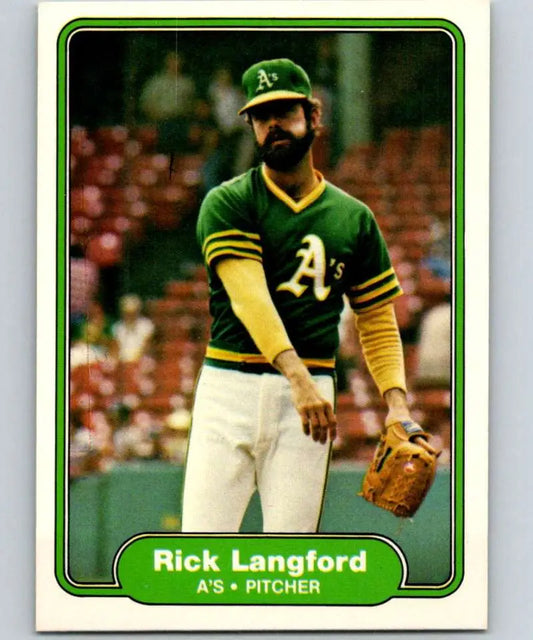 1982 Fleer #98 Rick Langford EX Excellent Oakland Athletics Baseball Card - Baseball Card Single