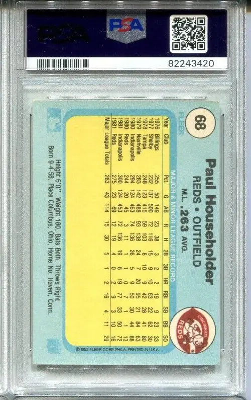 Graded 1982 Fleer Paul Householder PSA 5 Trading Card for Cincinnati Reds collectors