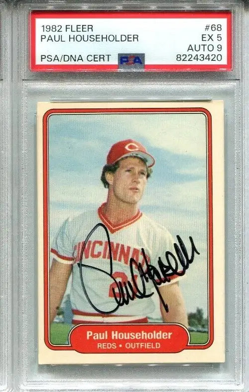 Signed Paul Householder trading card from 1982 Fleer, Cincinnati Reds collectible