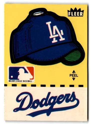 Original gloss 1982 Fleer Team Stickers Dodgers baseball card with NNO Dodgers cap