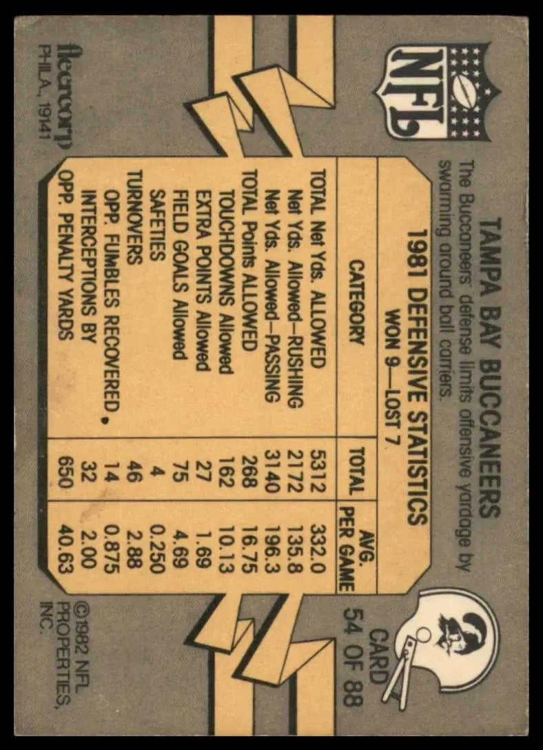 1982 Fleer Teams in Action - Tampa Bay Buccaneers #54