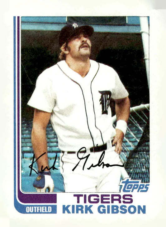 Autographed Kirk Gibson 1980s Topps baseball card featuring Gibson baseball card collectible