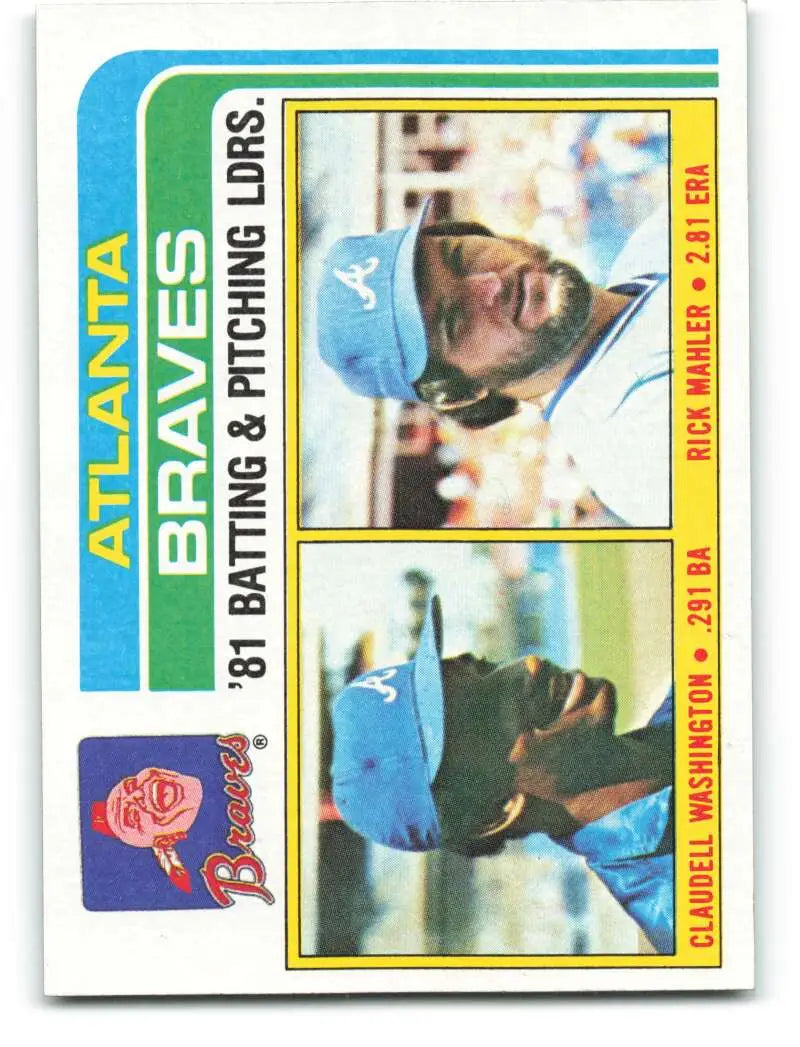 1982 Topps #126 Claudell Washington/Rick Mahler EX Excellent Atlanta Braves Baseball Card - Baseball Card Single