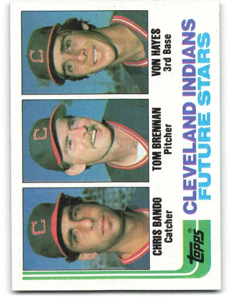 1982 Topps #141 Chris Bando/Tom Brennan/Von Hayes EX Excellent RC Rookie Cleveland Indians Baseball Card - Baseball