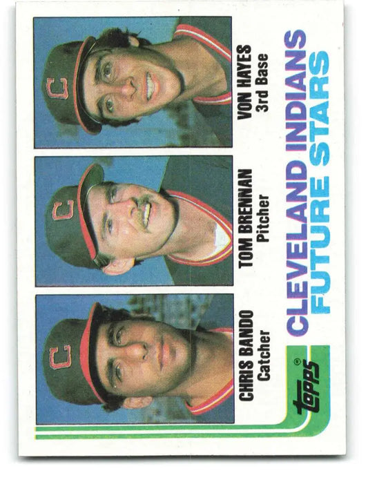 1982 Topps #141 Chris Bando/Tom Brennan/Von Hayes EX Excellent RC Rookie Cleveland Indians Baseball Card - Baseball