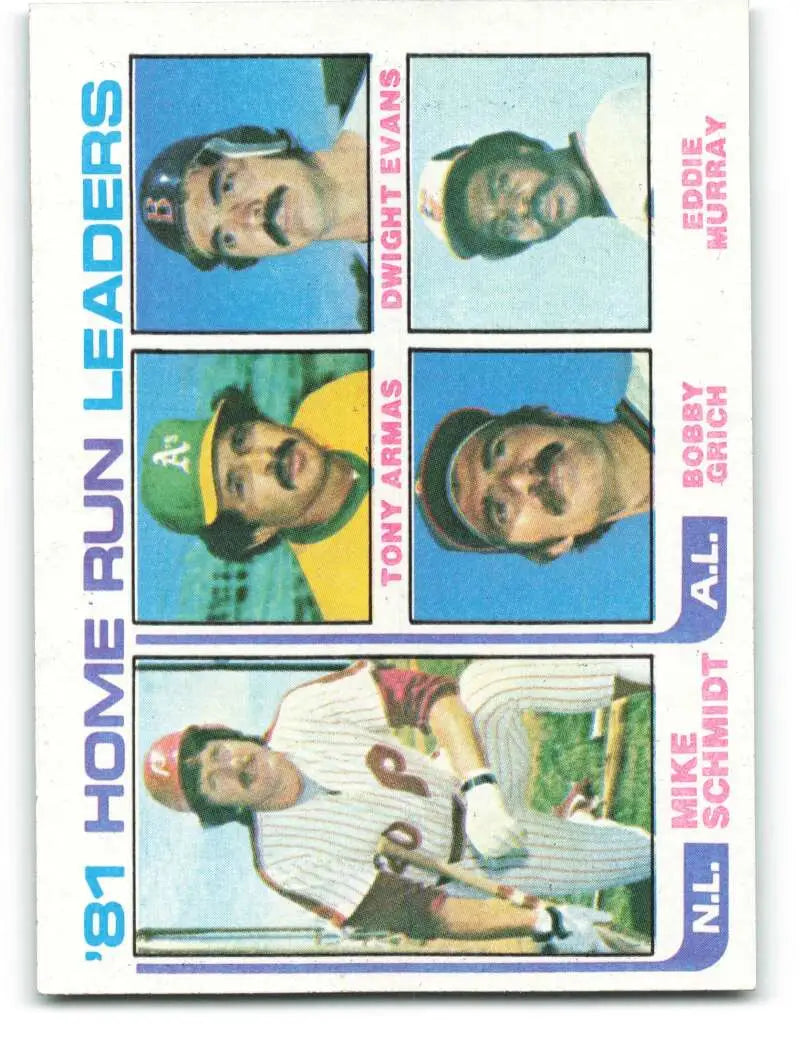 1982 Topps #162 Mike Schmidt/Tony Armas/Dwight Evans/Bobby Grich/Eddie Murray EX Excellent Philadelphia