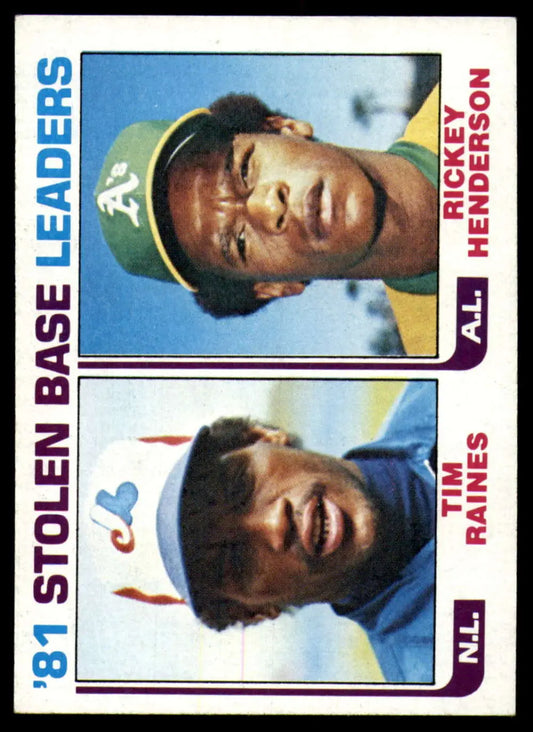 1982 Topps #164 Tim Raines/Rickey Henderson EX Excellent Montreal Expos/Oakland Athletics Baseball Card - Baseball Card