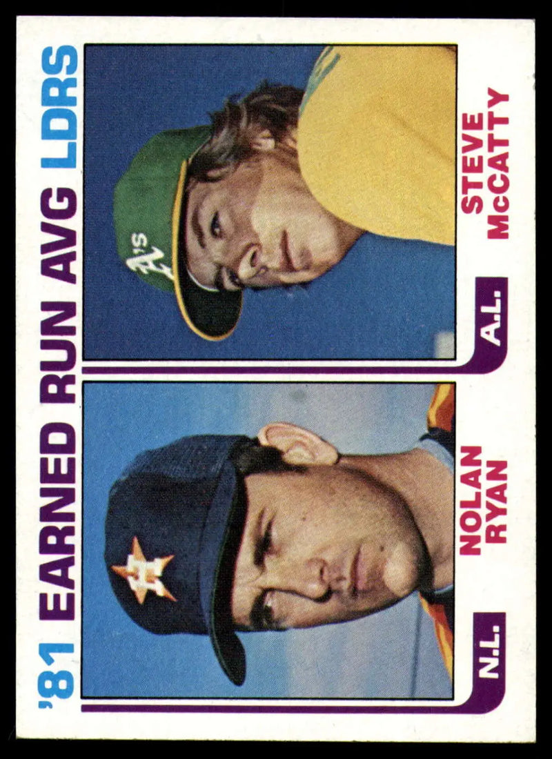 1982 Topps #167 Nolan Ryan/Steve McCatty EX Excellent Houston Astros/Oakland Athletics Baseball Card - Baseball Card
