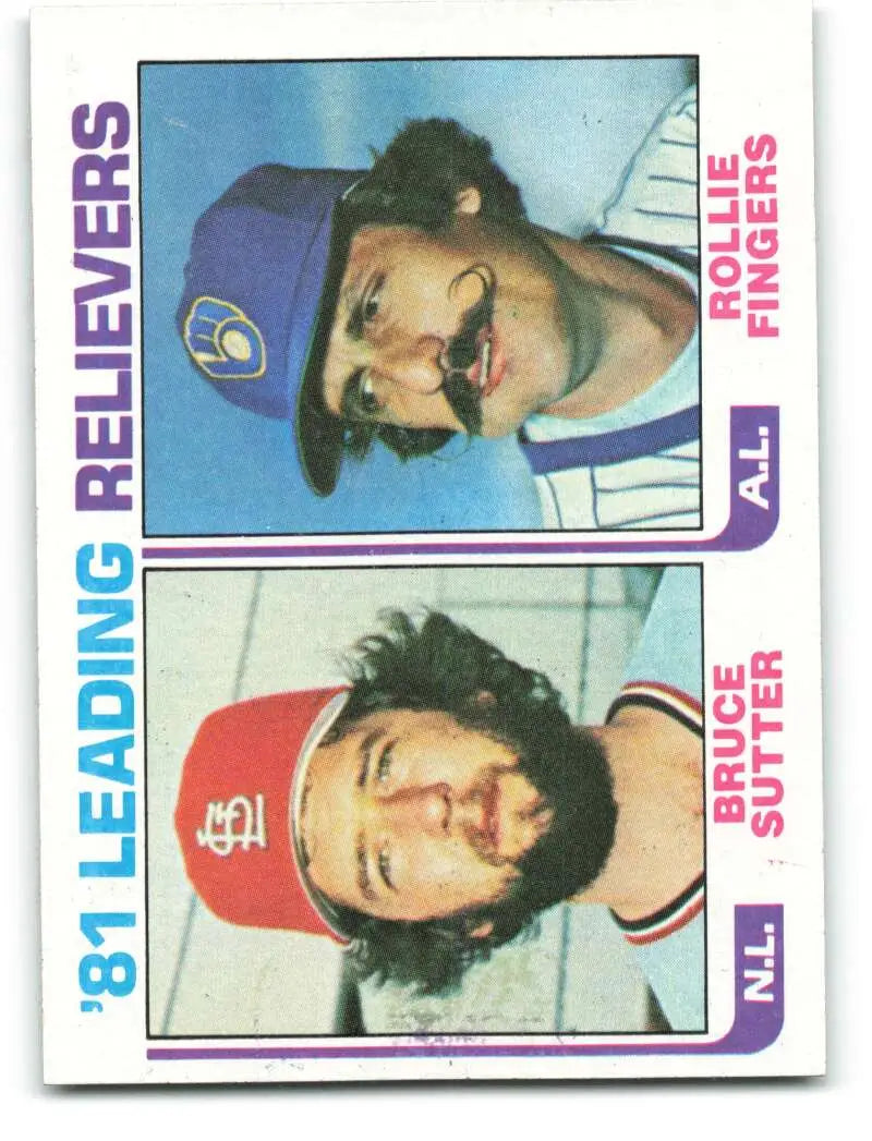 1982 Topps #168 Bruce Sutter/Rollie Fingers EX Excellent St. Louis Cardinals/Milwaukee Brewers Baseball Card - Baseball