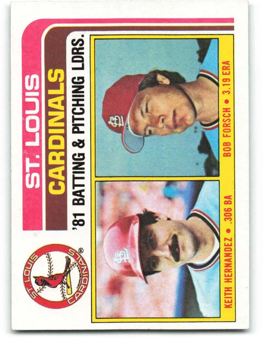 1982 Topps #186 Keith Hernandez/Bob Forsch EX Excellent St. Louis Cardinals Baseball Card - Baseball Card Single