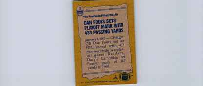 Vintage football card featuring 1982 Topps #2 Dan Fouts for trading cards collectors
